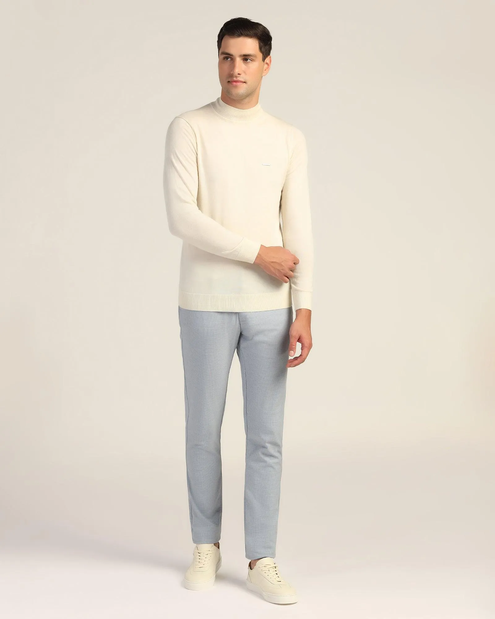 Slim Fit B-91 Casual Blue Textured Khakis - Pop