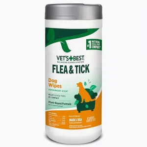 Vet's Best Flea & Tick Wipes for Dogs - Natural, Easy-to-Use Pest Control (50pcs)