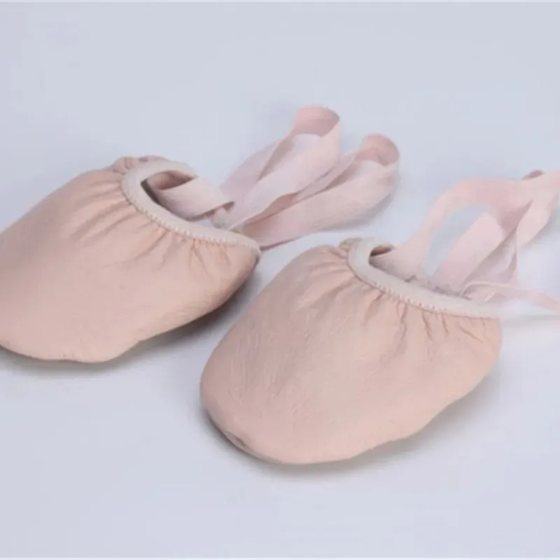 Wholesale High Quality Low MOQ Pink Women Girls Leather Stretch Canvas Half Rhythmic Gymnastics Shoes