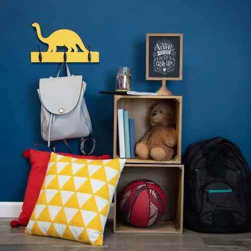 Yellow Dinosaur Wall Art with Hooks