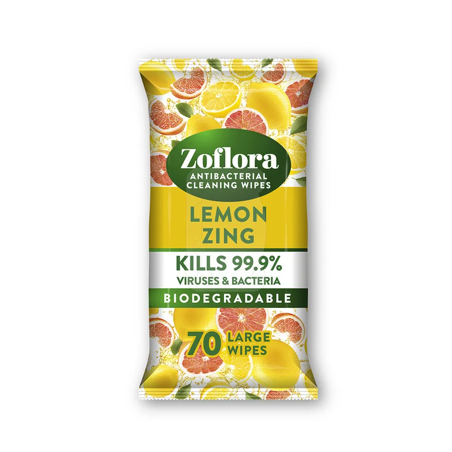 Zoflora Lemon Zing Multi-Surface Cleaning Wipes (70 Pack)